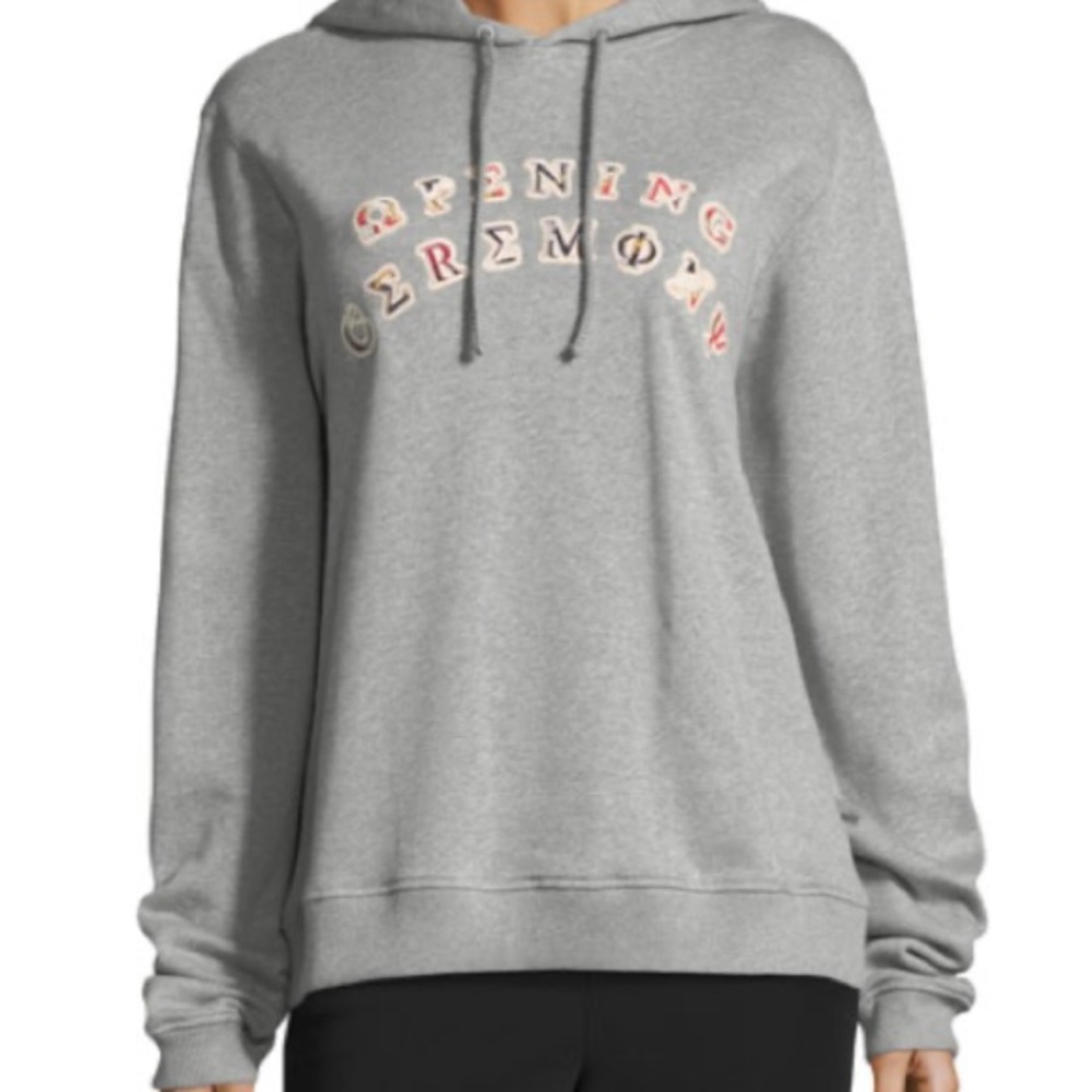 NWOT OPENING CEREMONY patchwork logo hoodie sz XS